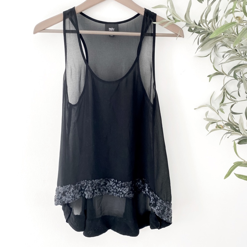 Mossimo Black sheer tank top with sequins